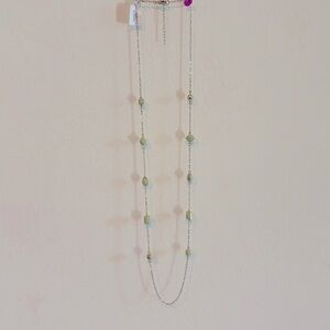 Beautiful green&sliver long necklace